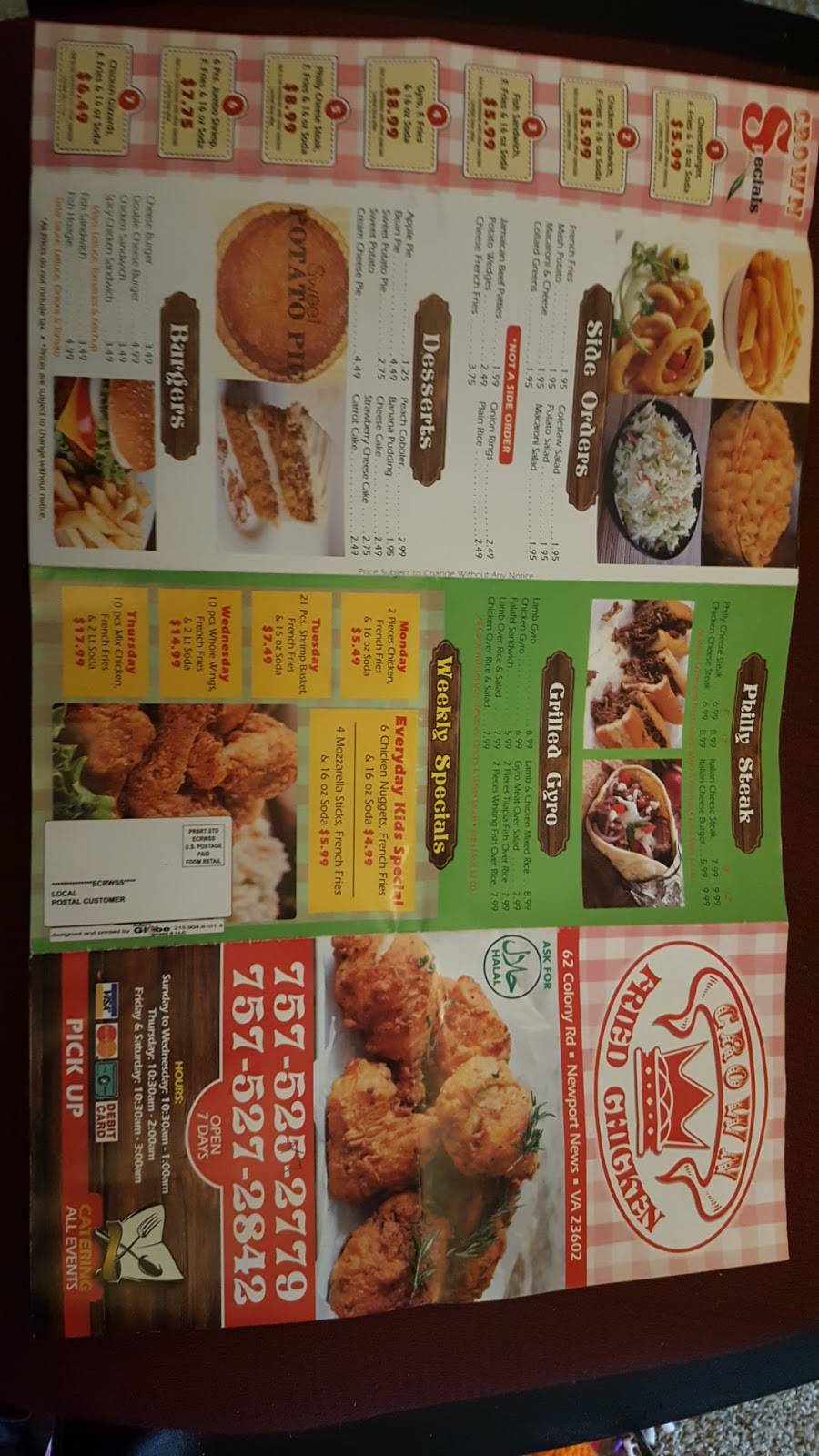 Crown Fried Chicken | restaurant | 62 Colony Rd, Newport News, VA 23602, USA | 7575272779 OR +1 757-527-2779