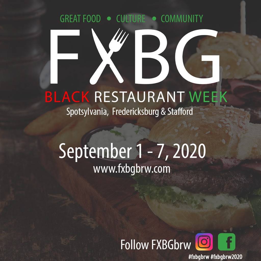 FXBG Black Restaurant Week | restaurant | 1320 Central Park Blvd #200, Fredericksburg, VA 22401, USA | 5403064494 OR +1 540-306-4494