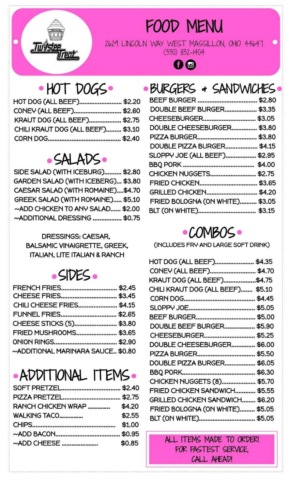 Twistee Treat West | restaurant | 2629 Lincoln Way W, Massillon, OH 44647, USA | 3308321404 OR +1 330-832-1404