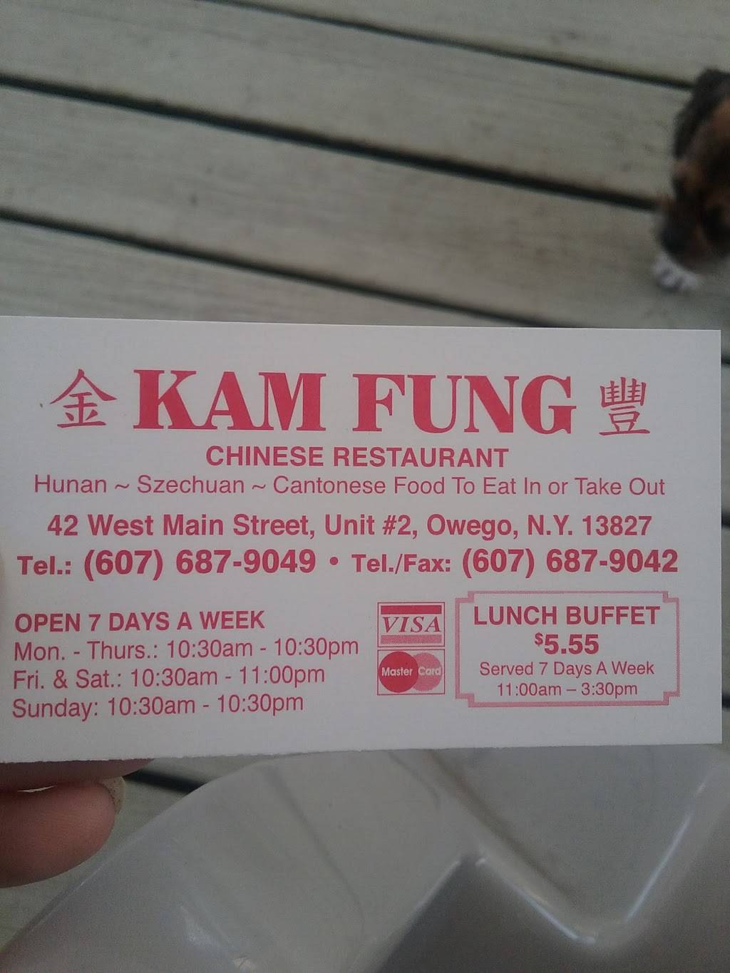 Kam Fung | restaurant | 42 W Main St Unit #2, Owego, NY 13827, USA | 6076879049 OR +1 607-687-9049