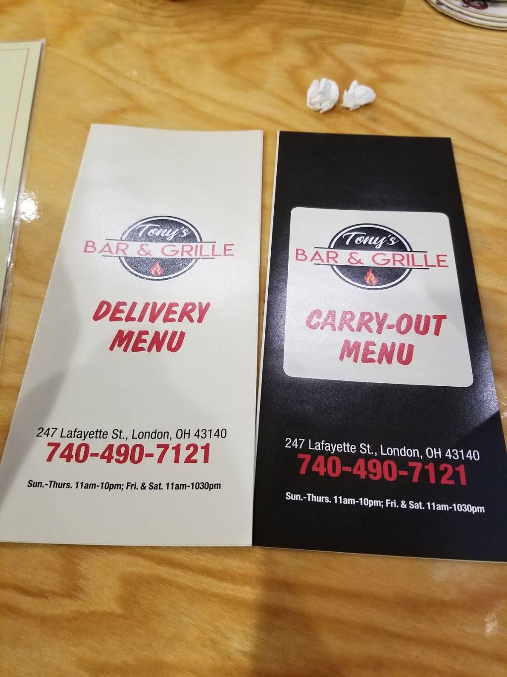 Tonys Bar & Grille | restaurant | 247 Lafayette St, London, OH 43140, USA | 7404907121 OR +1 740-490-7121