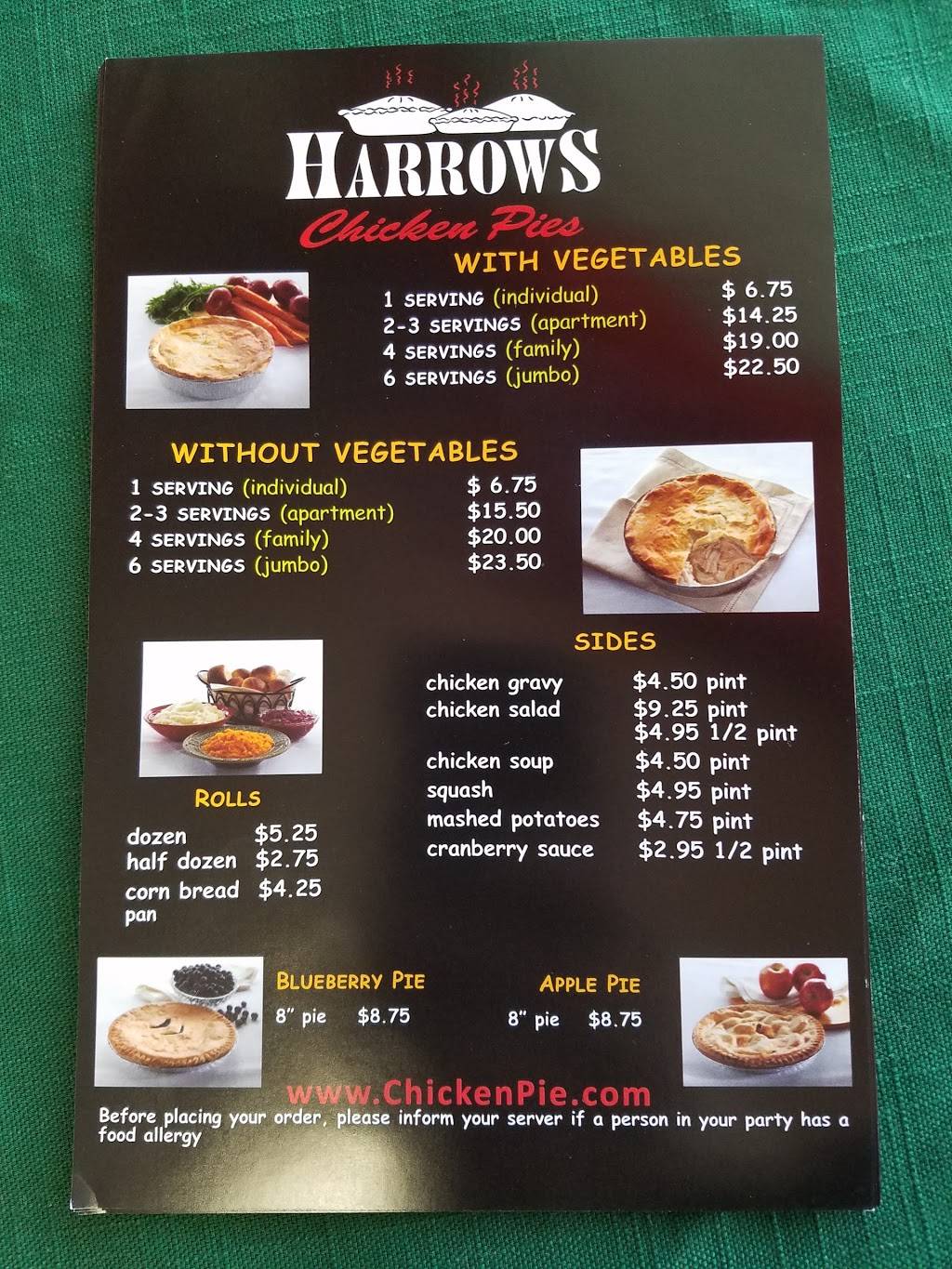 Harrows Chicken Pies | restaurant | 345 Main St, Tewksbury, MA 01876, USA | 9788580411 OR +1 978-858-0411