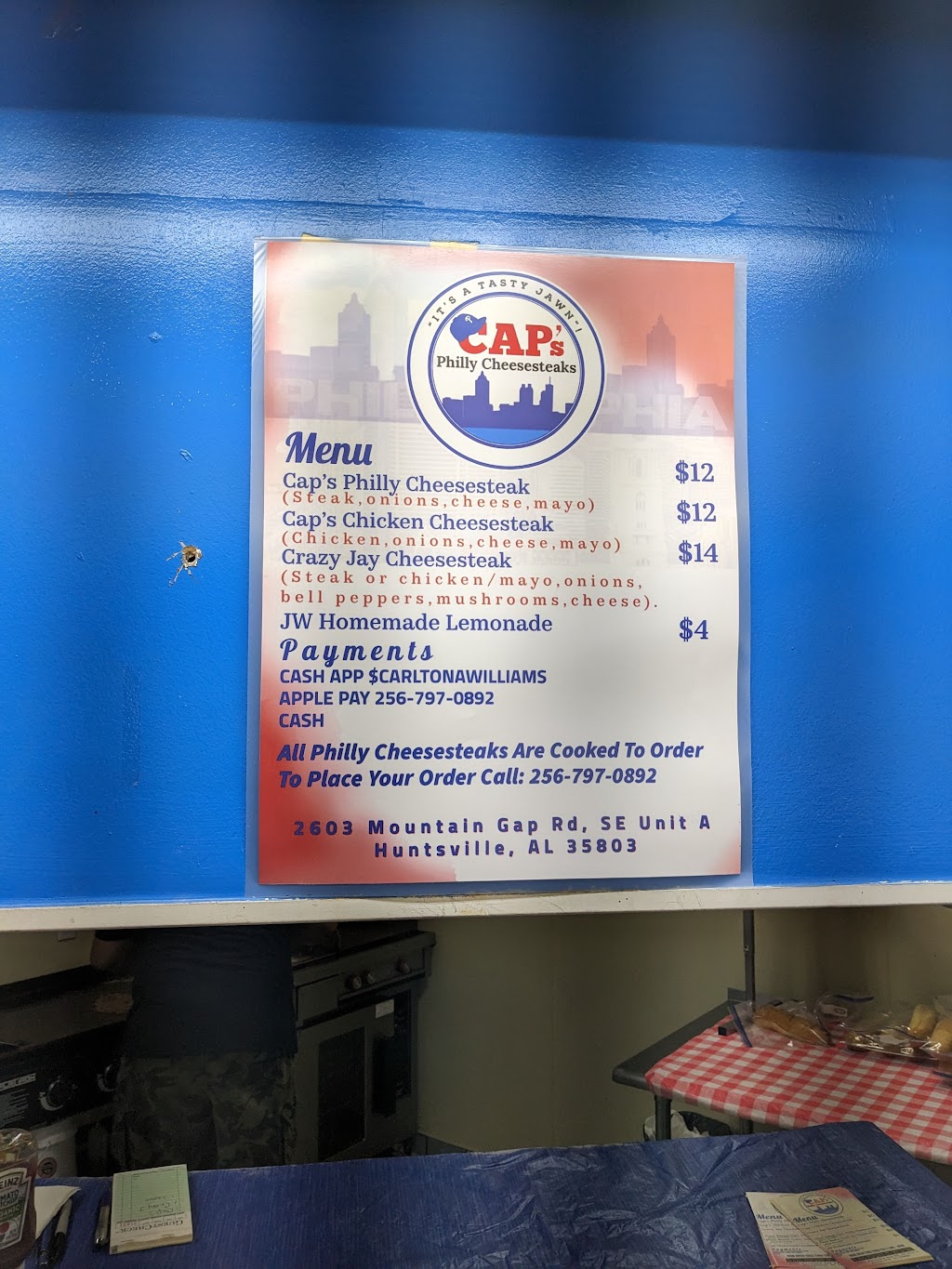 CAP’s Philly Cheesesteaks | restaurant | 2603 Mountain Gap Rd SE, Huntsville, AL 35803, USA | 2567970892 OR +1 256-797-0892