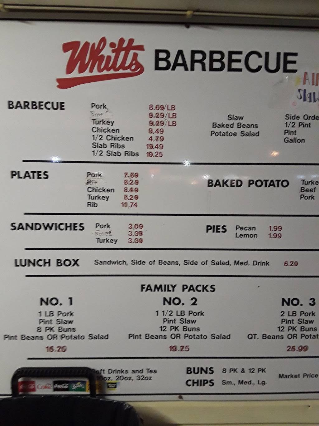 Whitts Barbecue | restaurant | 16146 US-72, Rogersville, AL 35652, USA | 2566077070 OR +1 256-607-7070