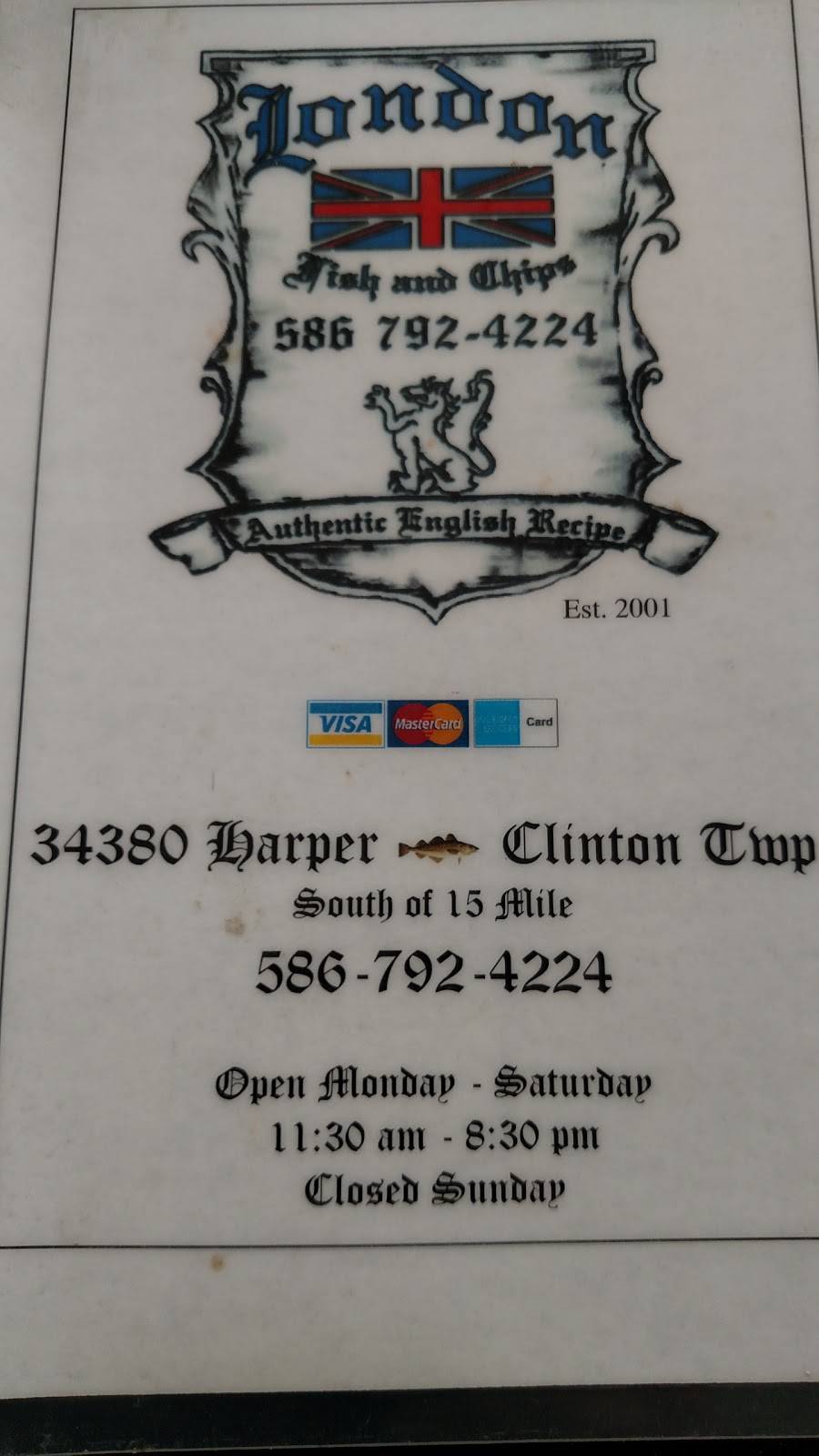 London Fish & Chips | restaurant | 34380 Harper Ave, Clinton Twp, MI 48035, USA | 5867924224 OR +1 586-792-4224