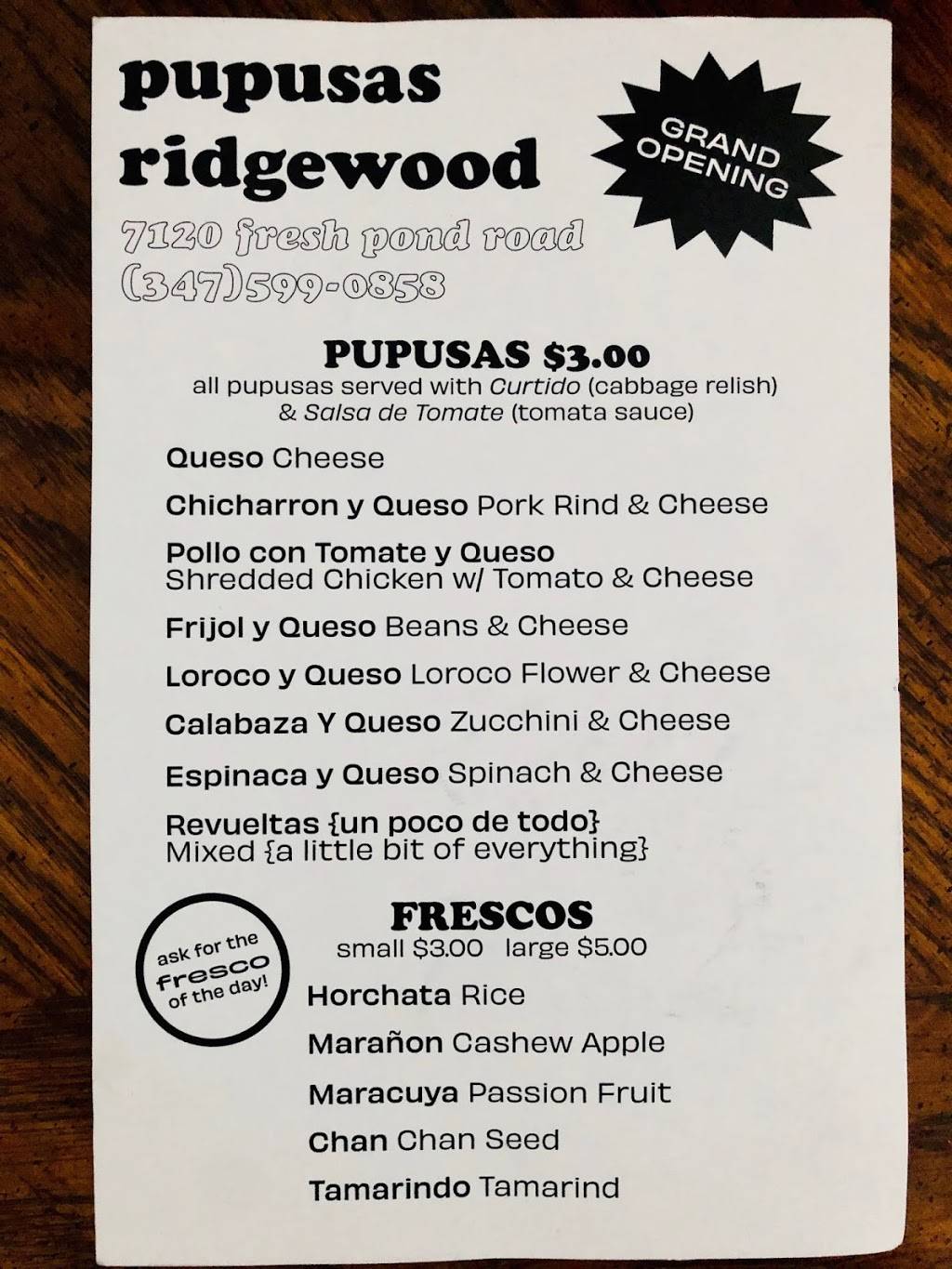 Pupusas Ridgewood | restaurant | 71-20 Fresh Pond Rd, Ridgewood, NY 11385, USA | 3475990858 OR +1 347-599-0858
