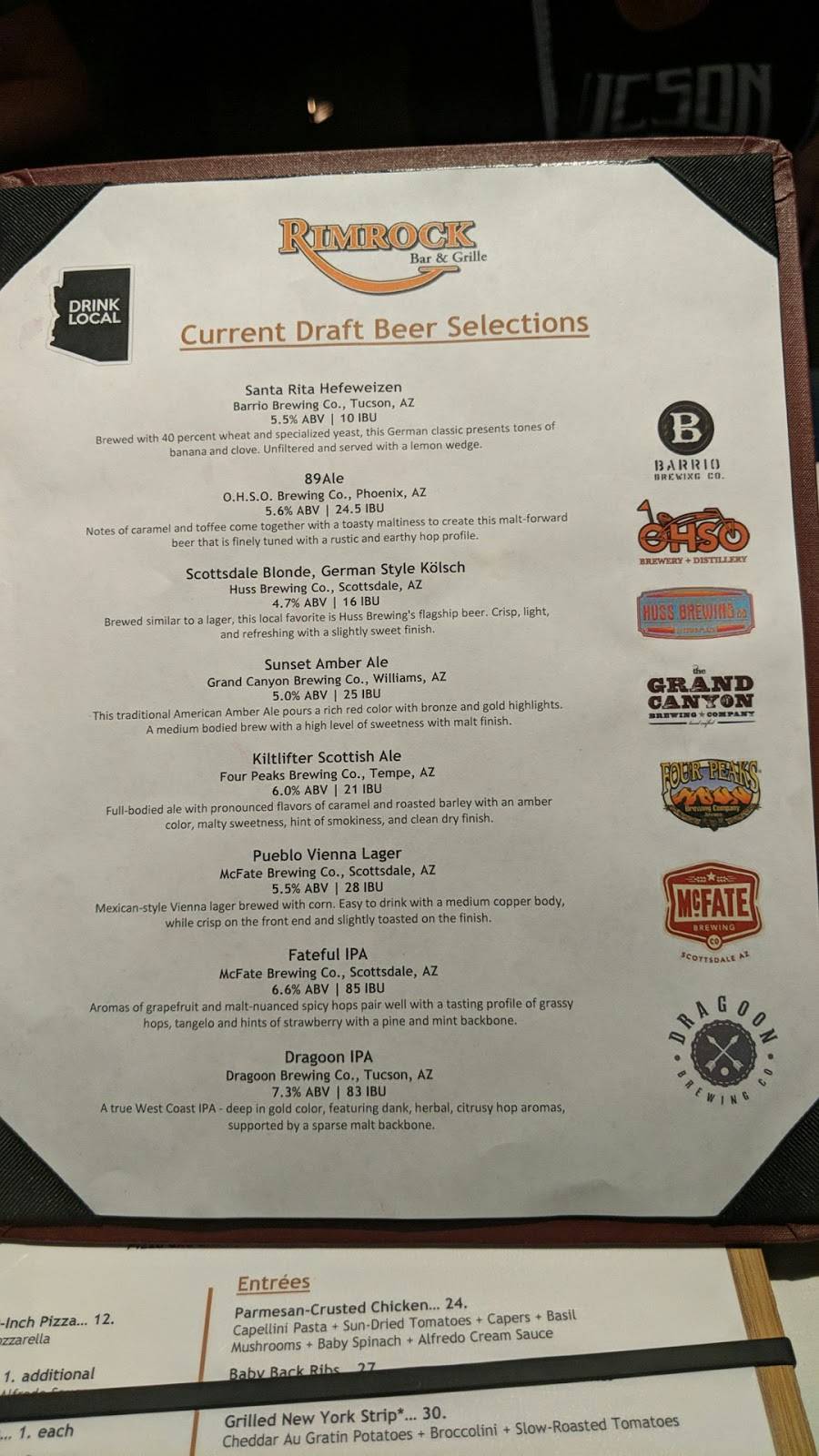 Rimrock Bar & Grille | restaurant | 2435 S 47th St, Phoenix, AZ 85034, USA | 4808046001 OR +1 480-804-6001
