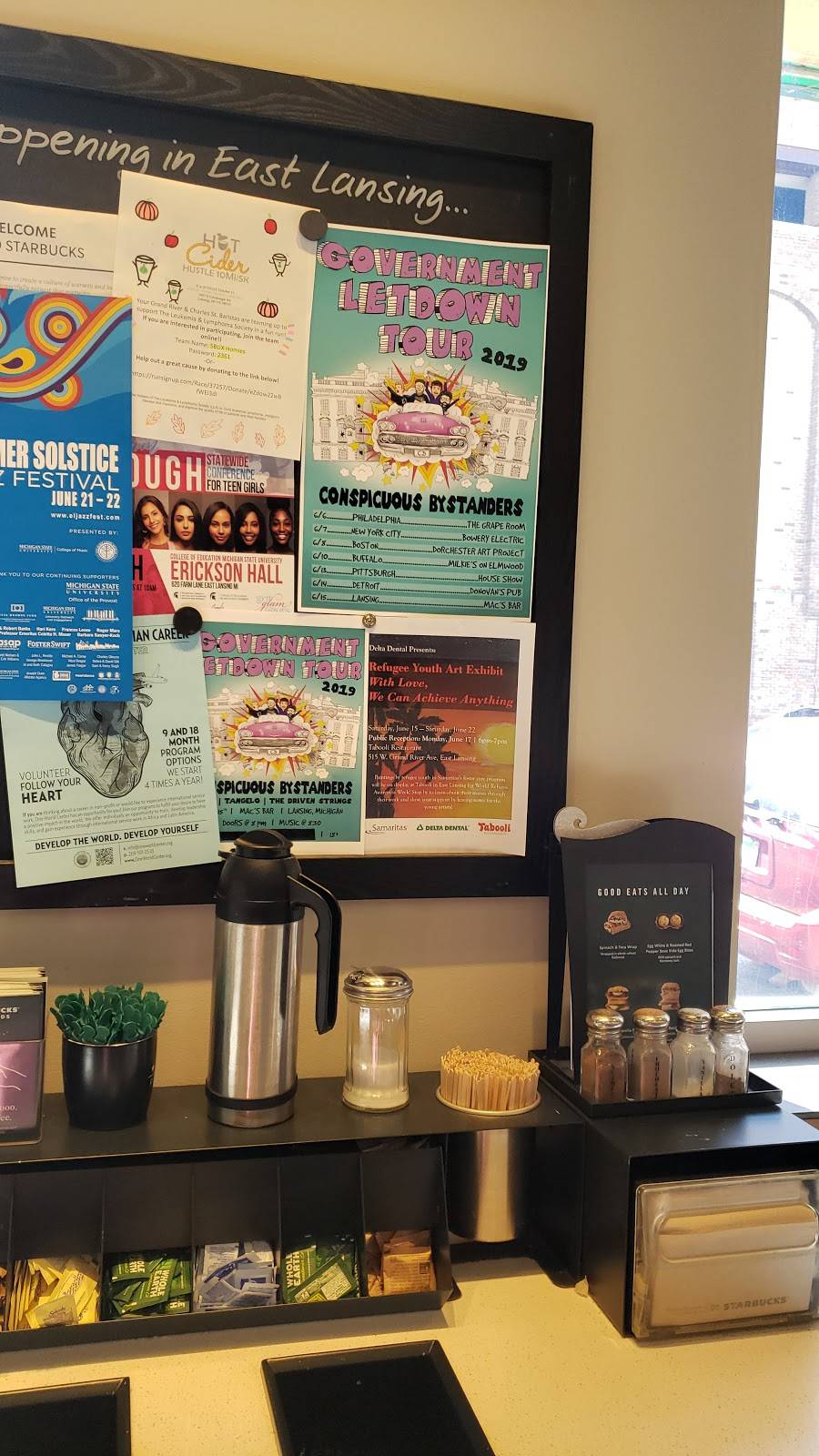 Starbucks | cafe | 401 E Grand River Ave, East Lansing, MI 48823, USA | 5173320398 OR +1 517-332-0398