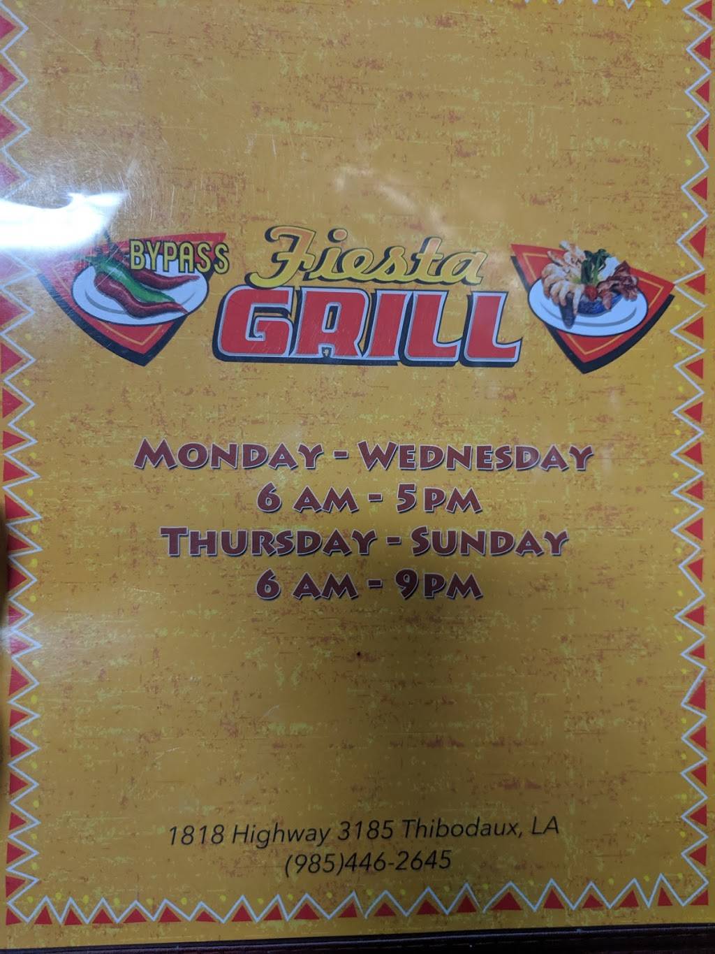 Bypass Fiesta Grill | restaurant | 1818 LA-3185, Thibodaux, LA 70301, USA | 9854462645 OR +1 985-446-2645