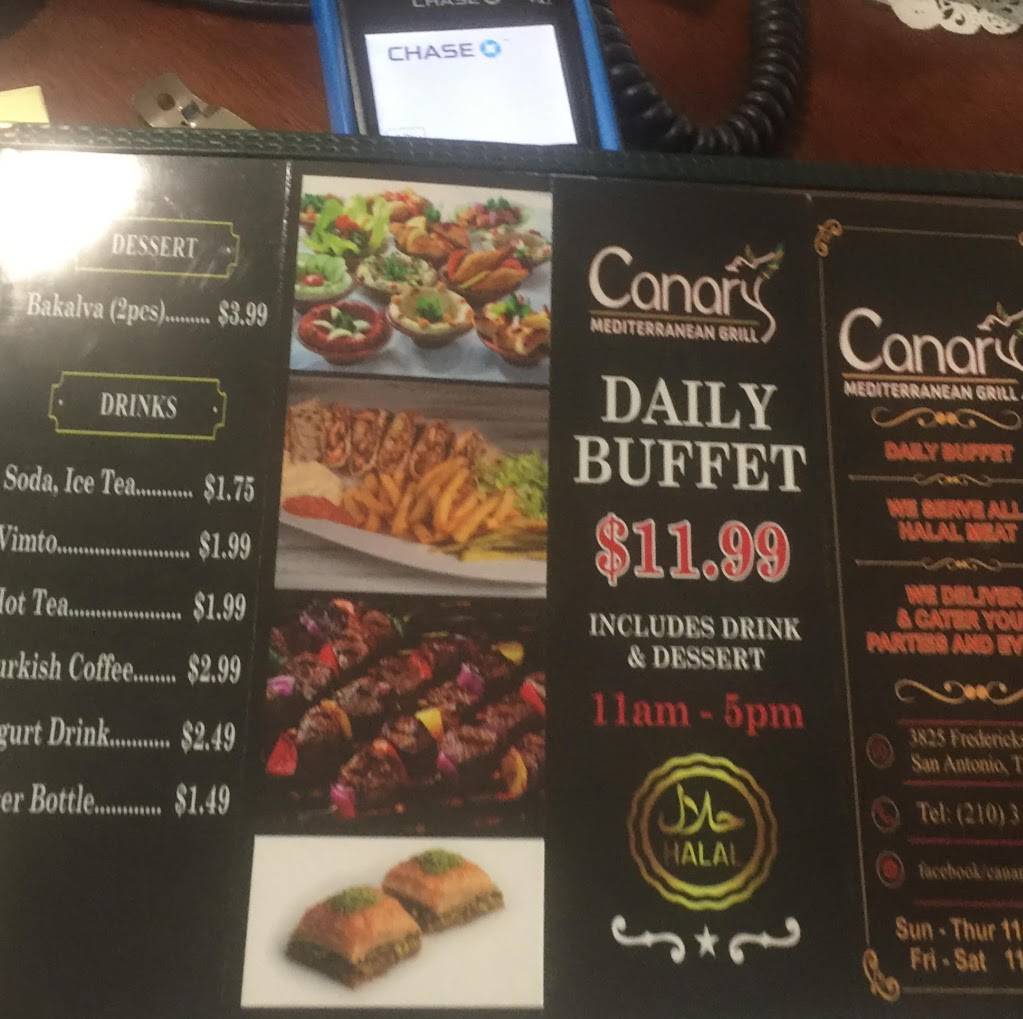 Canary Mediterranean grill | restaurant | 3825 Fredericksburg Rd, San Antonio, TX 78201, USA | 2103141666 OR +1 210-314-1666