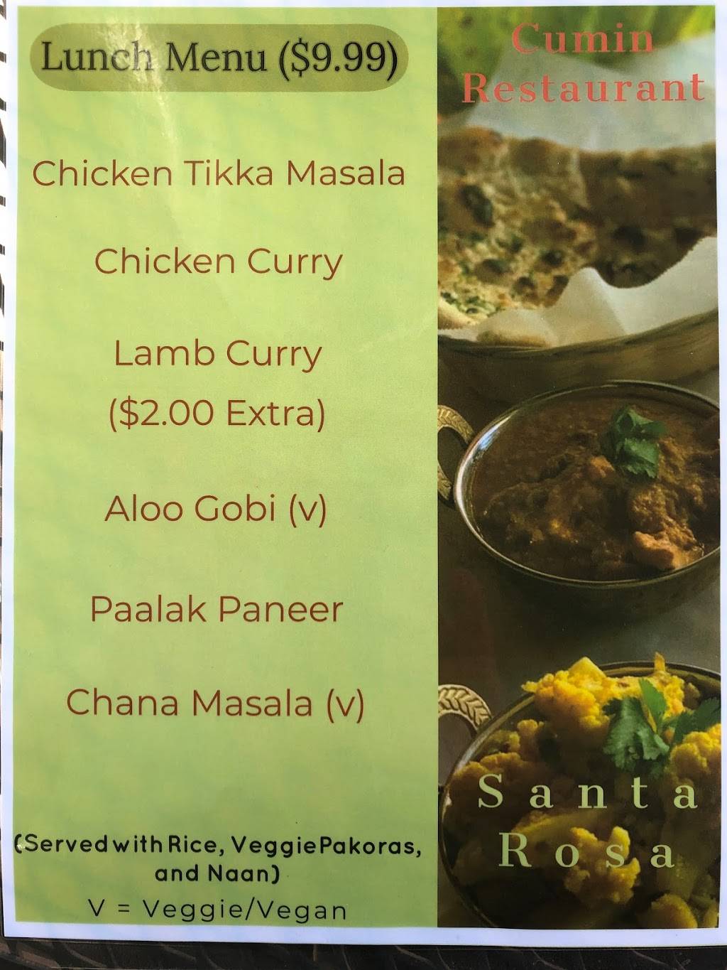 Cumin Restaurant | restaurant | 170 Farmers Ln Suite 8, Santa Rosa, CA 95405, USA | 7077718336 OR +1 707-771-8336