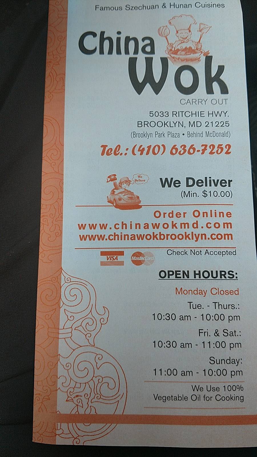 China Wok | restaurant | 5033 Ritchie Hwy, Brooklyn, MD 21225, USA | 4106367252 OR +1 410-636-7252