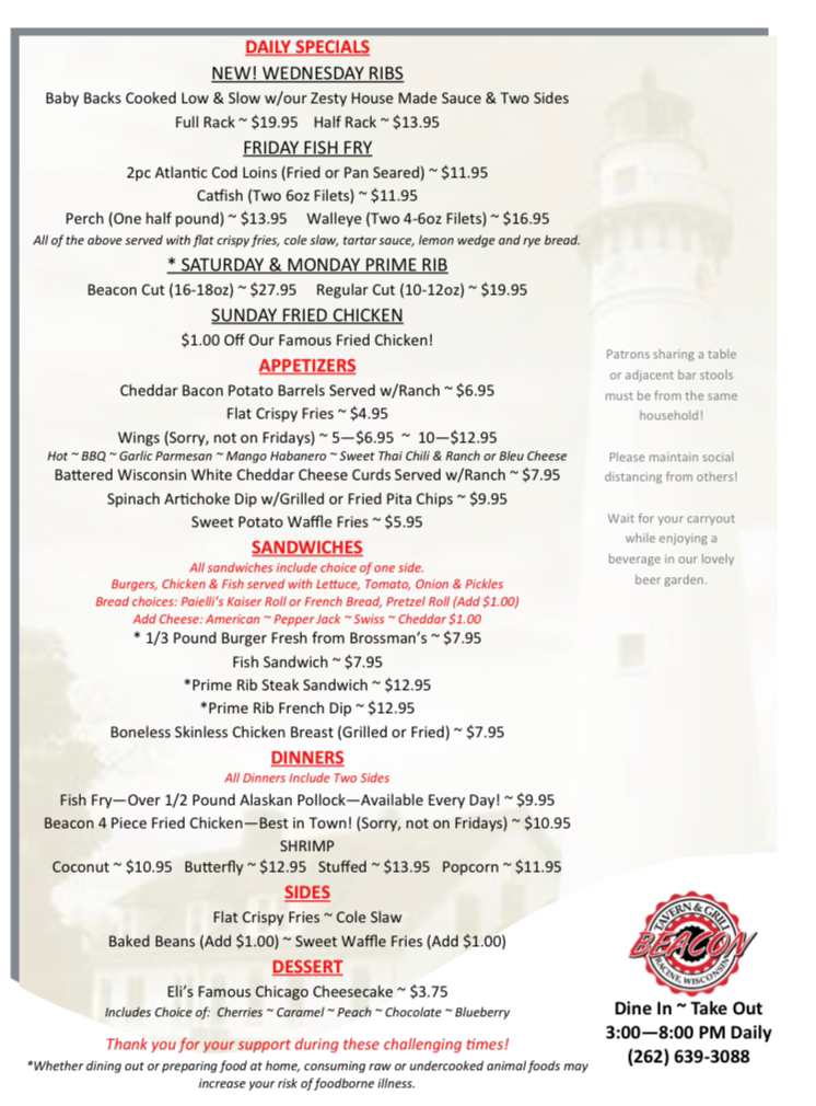 Beacon Tavern & Grill | restaurant | 3113 Douglas Ave, Racine, WI 53402, USA | 2626393088 OR +1 262-639-3088