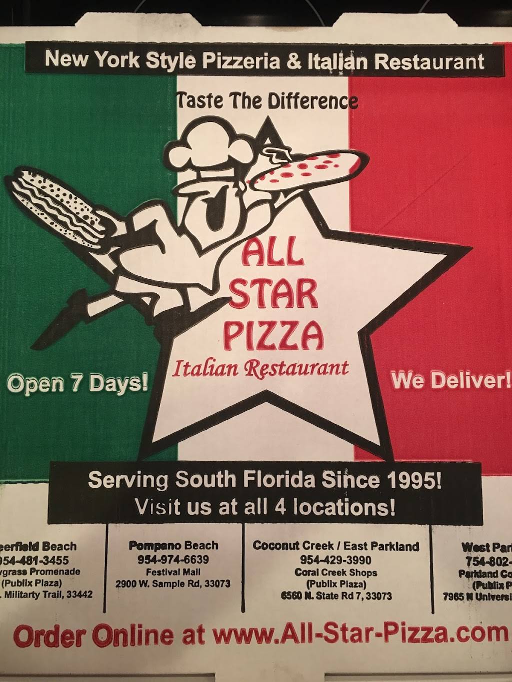All Star Pizza - Parkland (West) | restaurant | 7965 N University Dr, Parkland, FL 33076, USA | 7548023676 OR +1 754-802-3676