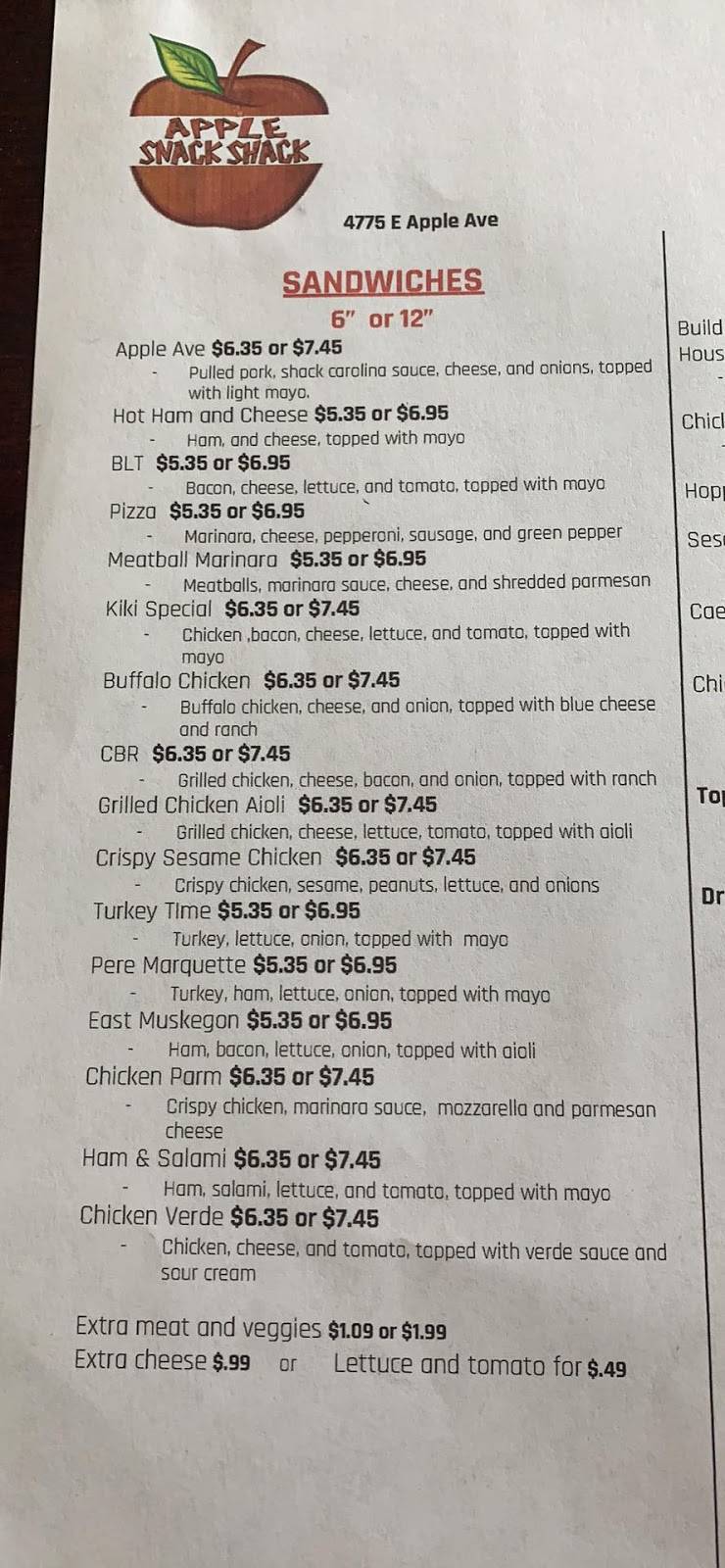 Apple Snack Shack | restaurant | 4775 E Apple Ave, Muskegon, MI 49442, USA | 2317334637 OR +1 231-733-4637