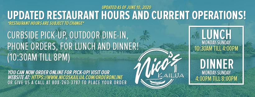 Nicos Kailua | restaurant | 970 N Kalaheo Ave, Kailua, HI 96734, USA | 8082633787 OR +1 808-263-3787