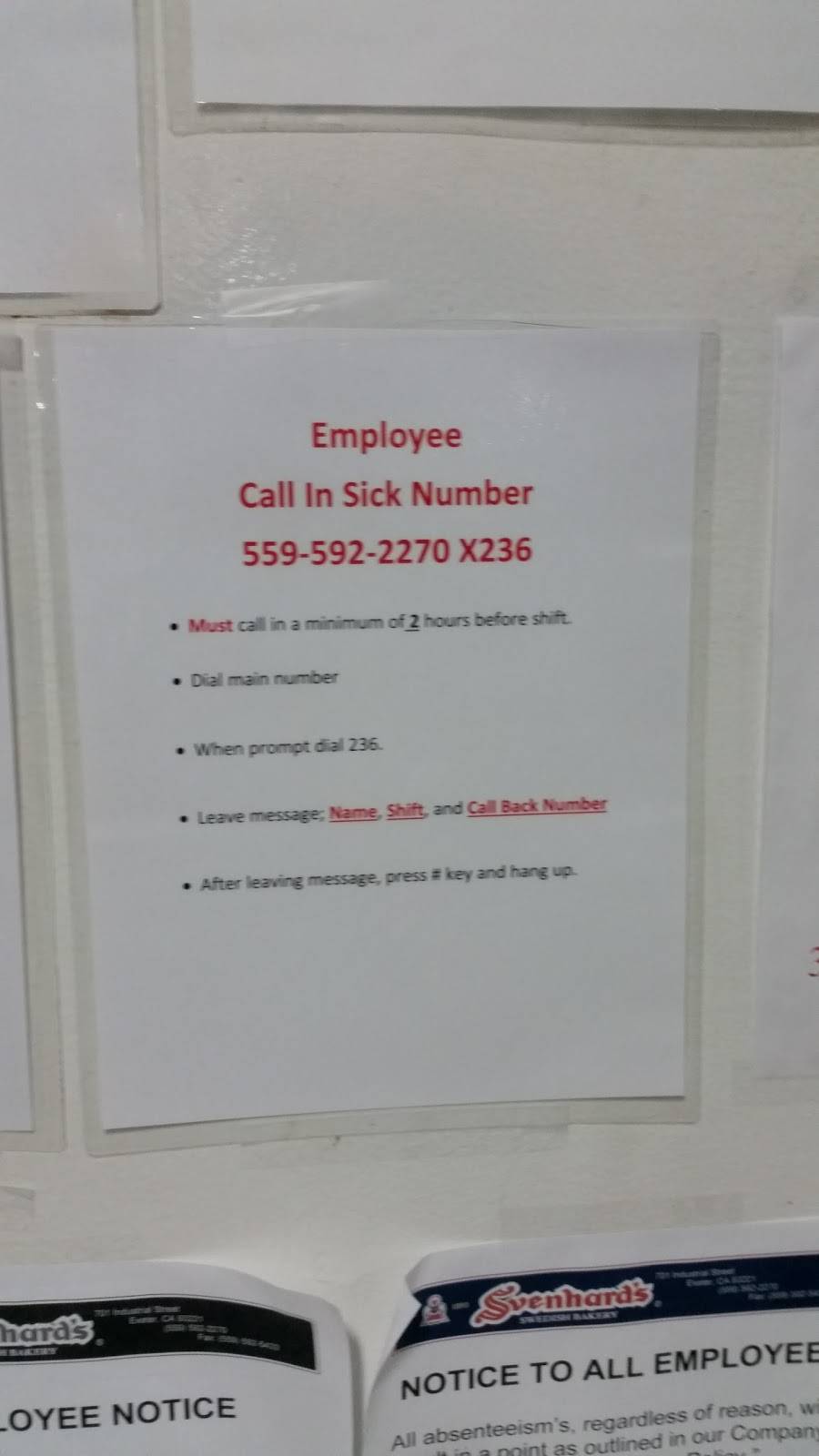 Svenhards Swedish Bakery | restaurant | 701 Industrial Dr, Exeter, CA 93221, USA | 5595922244 OR +1 559-592-2244