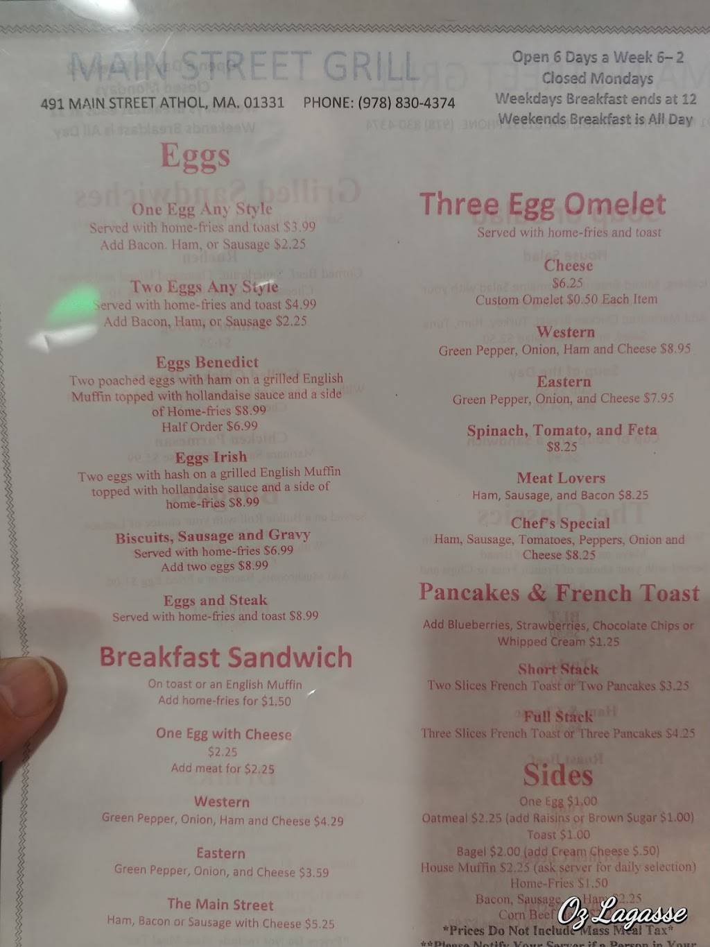 Main Street Grill | restaurant | 491 Main St, Athol, MA 01331, USA | 9788304374 OR +1 978-830-4374