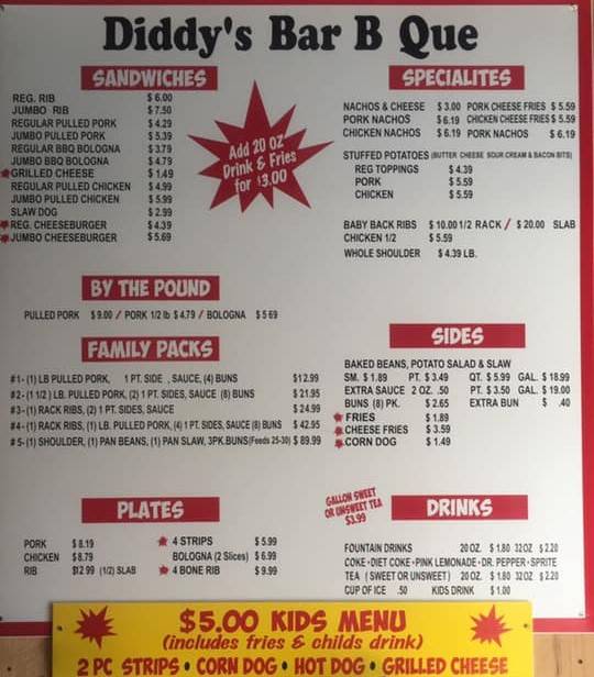 Diddys Bar-B-Q | restaurant | South 2384 HWY 45 SOUTH, Jackson, TN 38301, USA | 7317363460 OR +1 731-736-3460