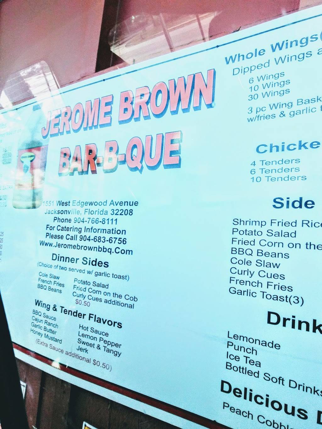 Jerome Barbeque & Wings | restaurant | 1551 Edgewood Ave W, Jacksonville, FL 32208, USA | 9047668111 OR +1 904-766-8111