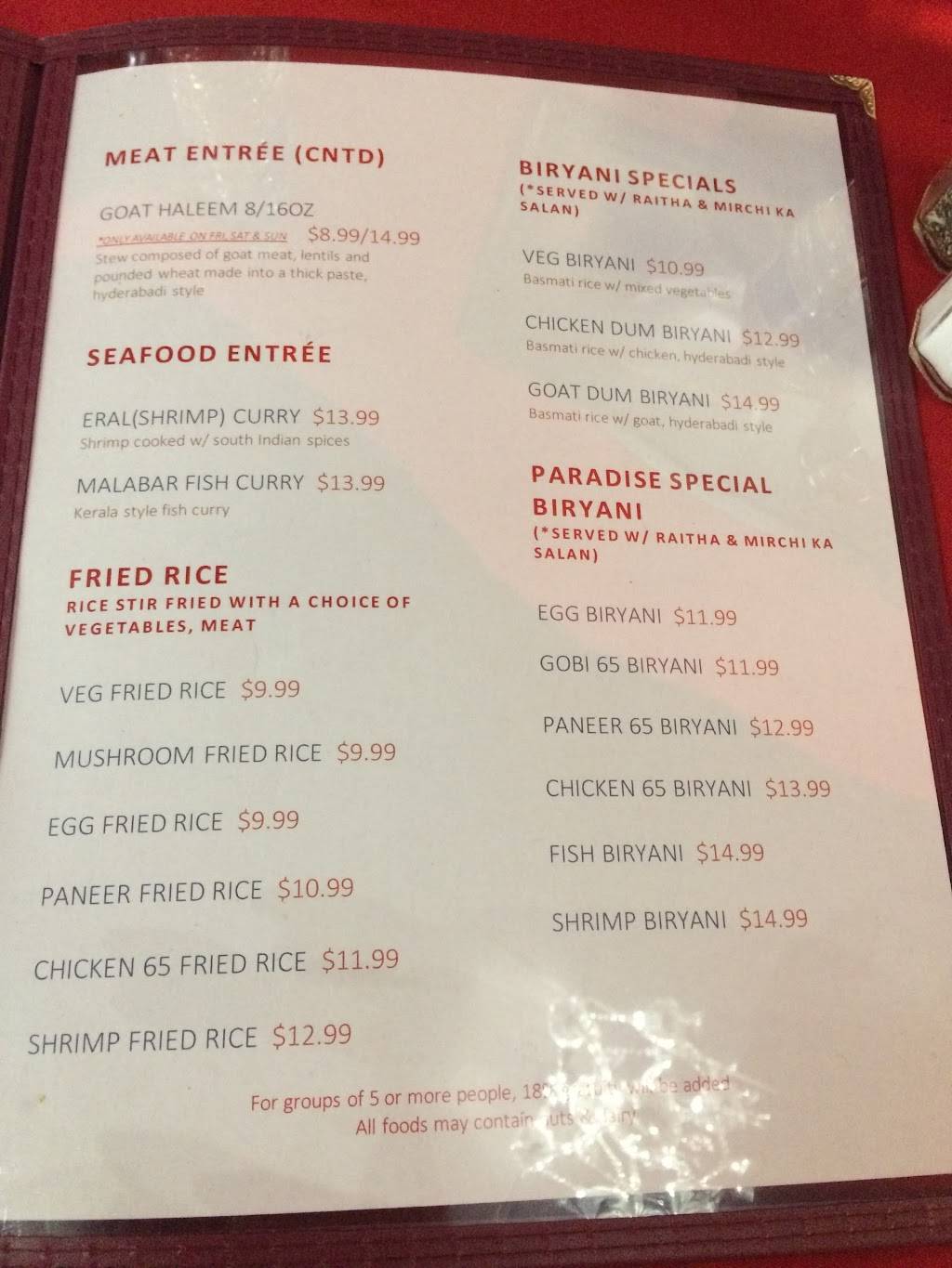 Paradise Biryani House | restaurant | 16564 Cleveland St suite a, Redmond, WA 98052, USA | 4259477123 OR +1 425-947-7123