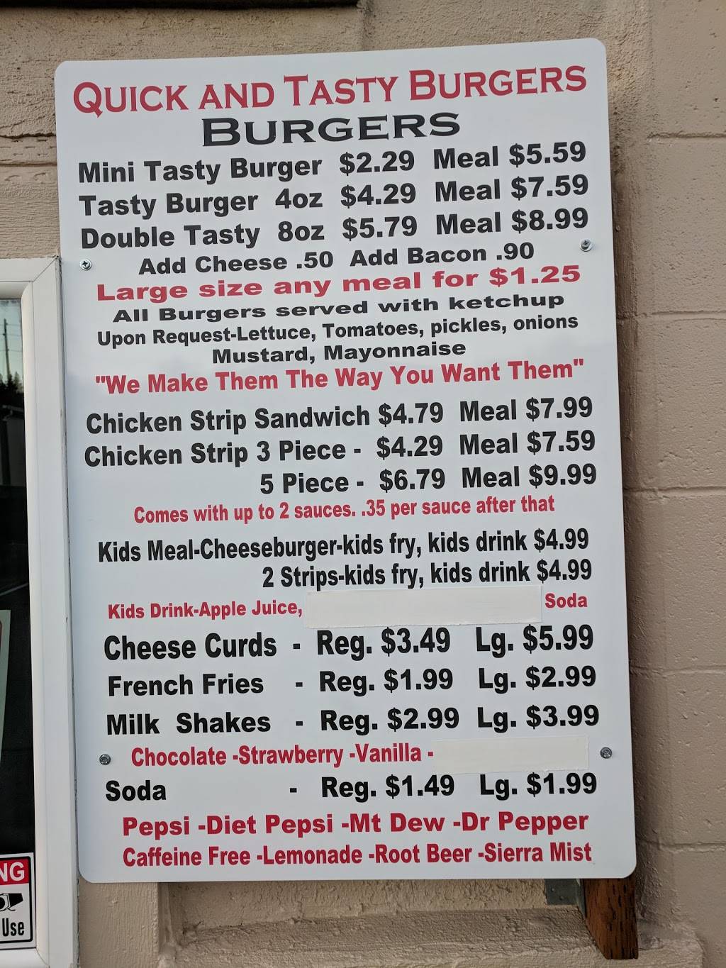 Quick and Tastys | restaurant | 4109 W, WA-16, Bremerton, WA 98312, USA | 3606890928 OR +1 360-689-0928