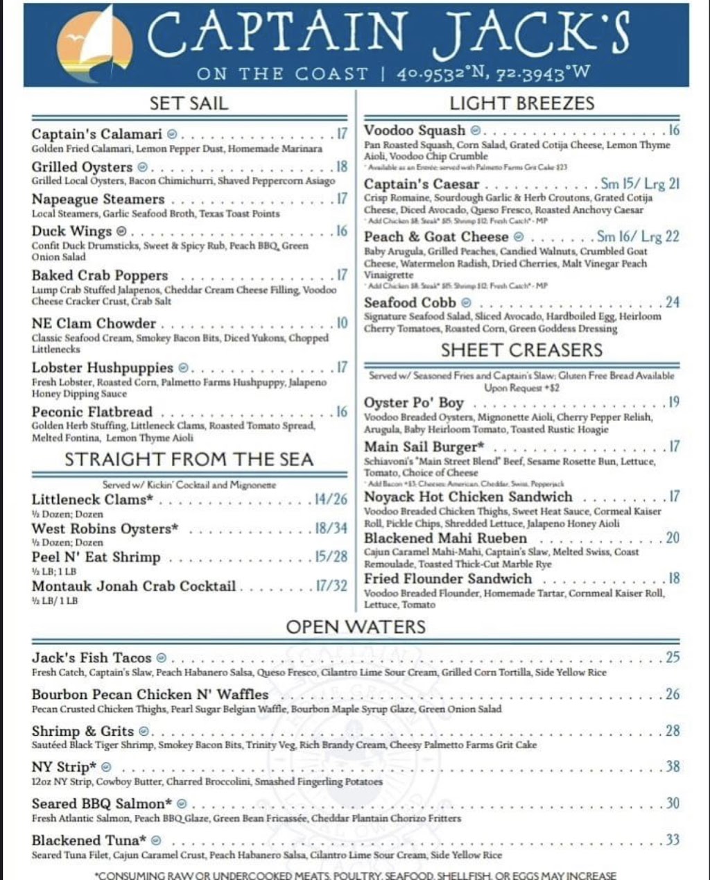 Captain Jacks On The Coast | restaurant | 1109 Noyack Rd, Southampton, NY 11968, USA | 6312045877 OR +1 631-204-5877