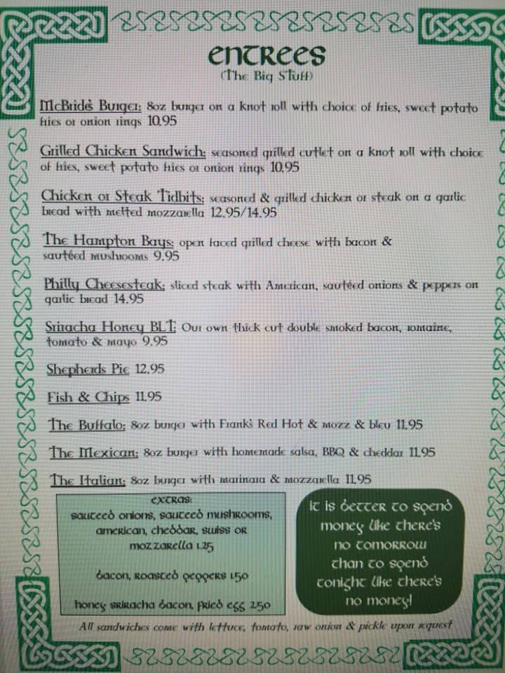 McBrides | restaurant | 101 Bedford Ave, Bellmore, NY 11710, USA | 5167830007 OR +1 516-783-0007