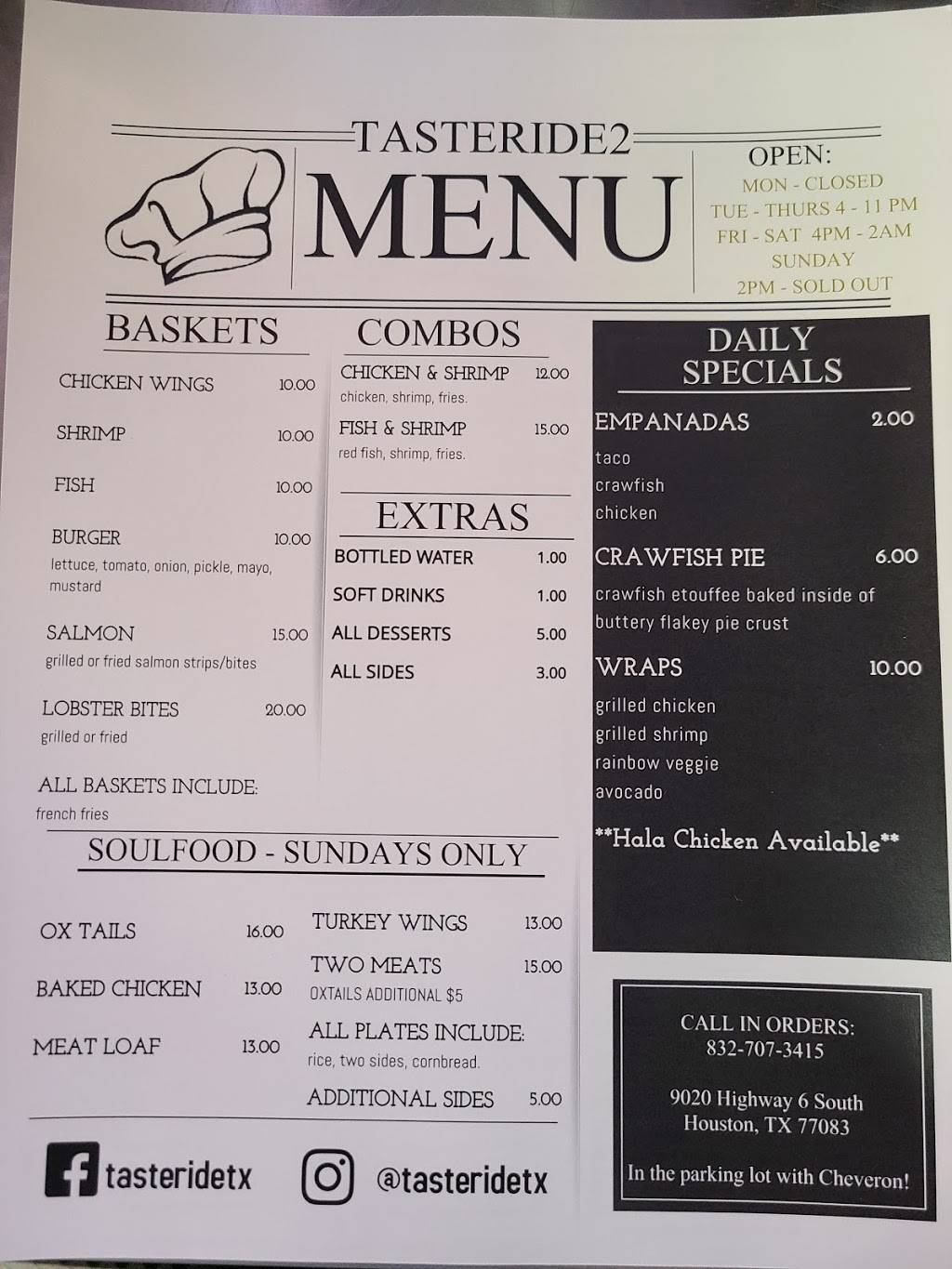 tastEride#2 | restaurant | 9020 S Texas 6, Houston, TX 77083, USA | 8327073415 OR +1 832-707-3415