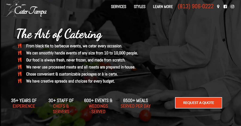 Cater Tampa | restaurant | 1903 E State Road 60, Unit F, Valrico, FL 33594, USA | 8139060222 OR +1 813-906-0222