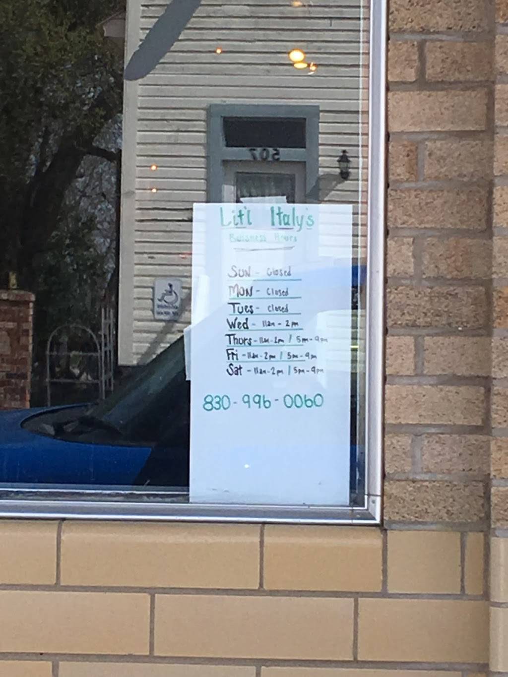 Lit’l Italy | restaurant | Stockdale, TX 78160, USA | 8309960060 OR +1 830-996-0060