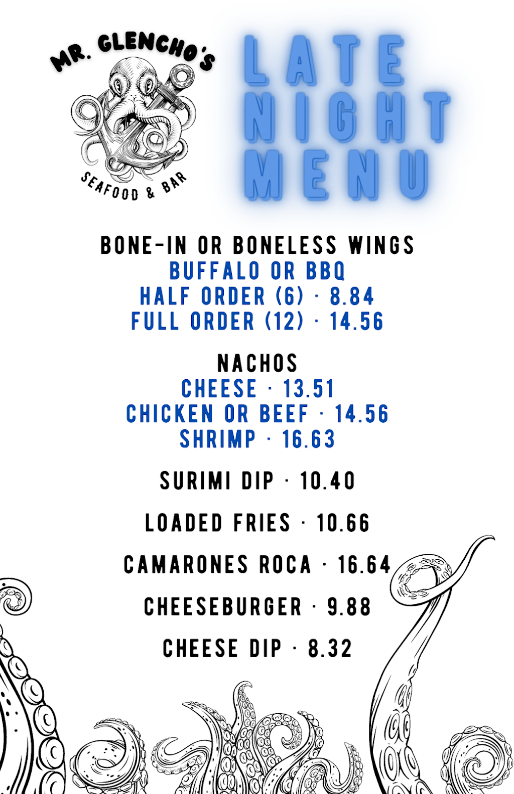 Mr. Glenchos Seafood N Bar | restaurant | 4580 Gretna Rd, Branson, MO 65616, USA | 4175441322 OR +1 417-544-1322