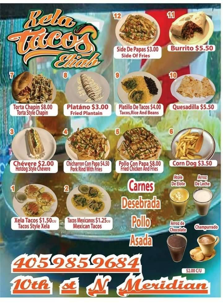 Xela Tacos Eliab | restaurant | 1100 N Meridian Ave, Oklahoma City, OK 73107, USA | 4059859684 OR +1 405-985-9684