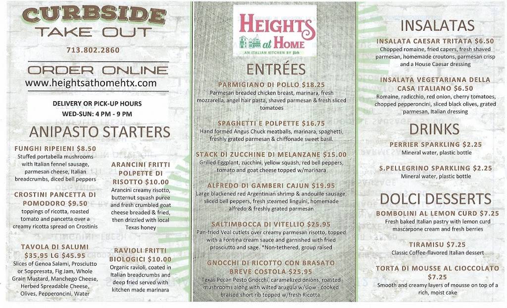 Heights at Home - An Italian Kitchen | restaurant | 2811 Eastman St, Houston, TX 77009, USA | 7138022860 OR +1 713-802-2860