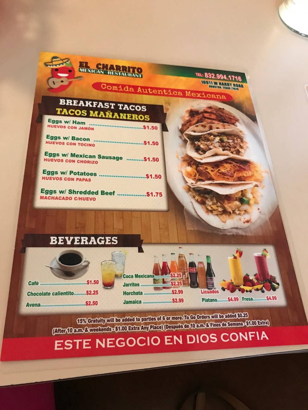 EL CHARRITO | restaurant | 10911 W Hardy Rd, Houston, TX 77076, USA | 8329941716 OR +1 832-994-1716