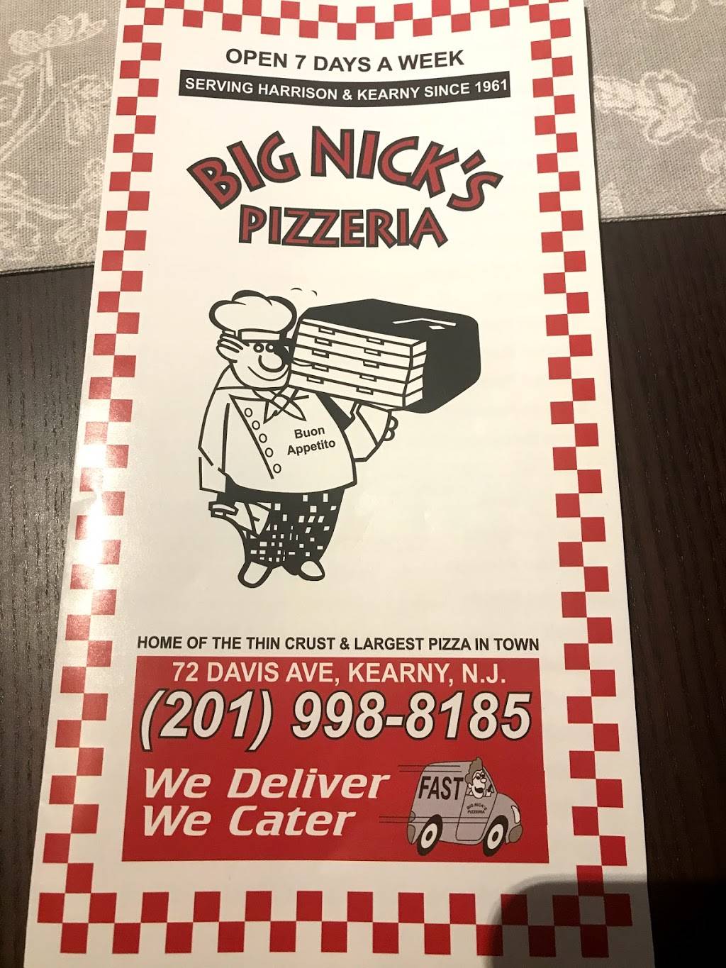 Big Nicks Pizzeria | restaurant | 72 Davis Ave, Kearny, NJ 07032, USA | 2019988185 OR +1 201-998-8185