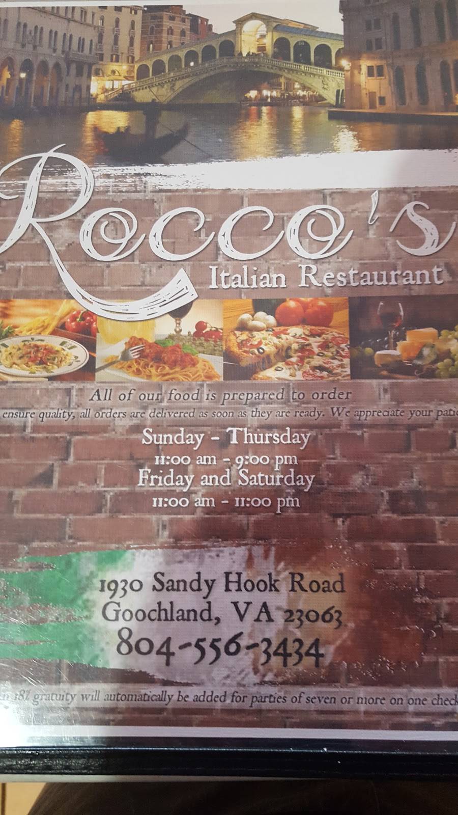 Roccos Pizza | restaurant | 1930 Sandy Hook Rd, Goochland, VA 23063, USA | 8045563434 OR +1 804-556-3434
