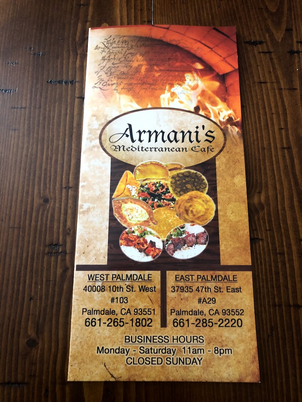 Armanis Mediterranean Cafe | restaurant | 40008 10th St W # 103, Palmdale, CA 93551, USA | 6612651802 OR +1 661-265-1802