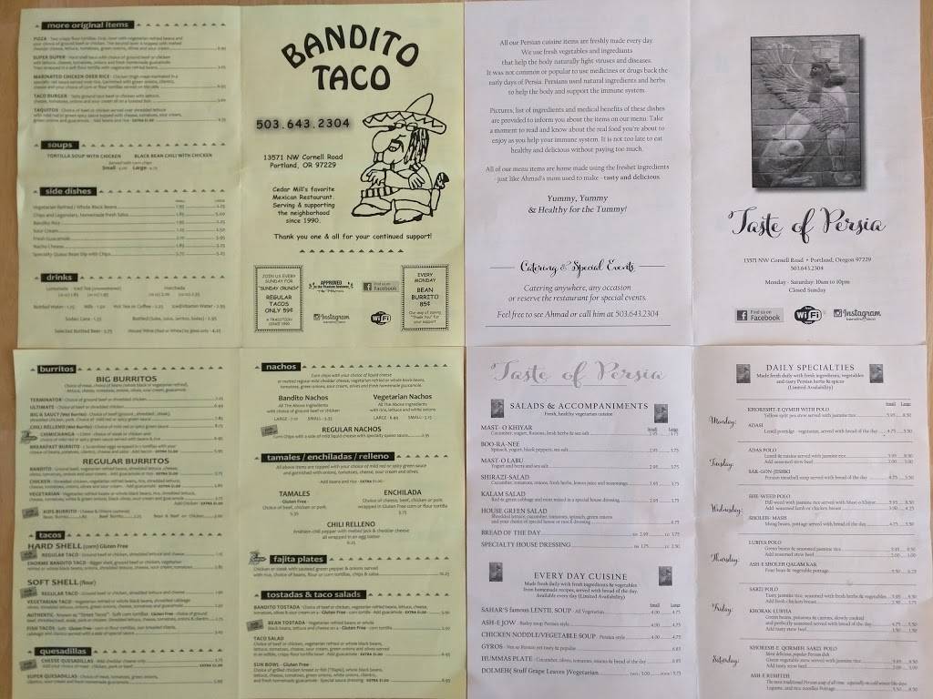 Taste Of Persia | restaurant | 13571 NW Cornell Rd, Portland, OR 97229, USA | 5035365600 OR +1 503-536-5600