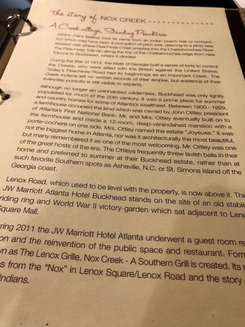 Nox Creek Southern Grill | restaurant | 3300 Lenox Rd NE, Atlanta, GA 30326, USA | 4042623344 OR +1 404-262-3344