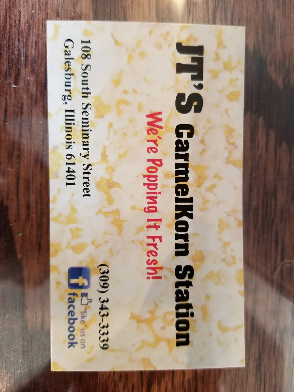 JTs CarmelKorn Station | restaurant | 108 S Seminary St, Galesburg, IL 61401, USA | 3093433339 OR +1 309-343-3339