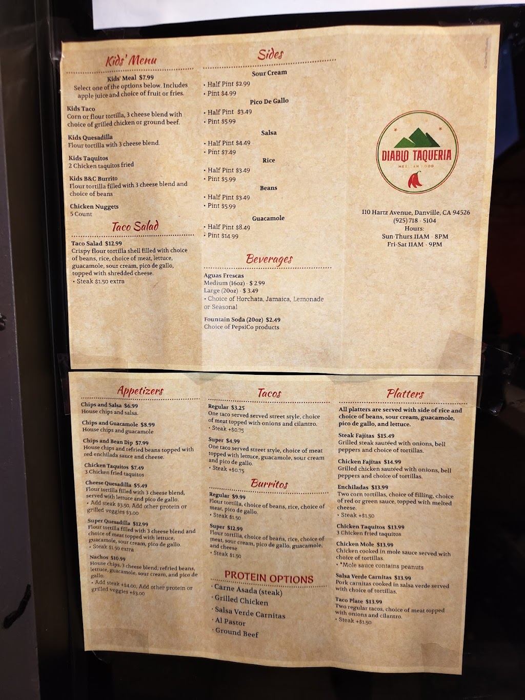 Diablo Taqueria | restaurant | 110 Hartz Ave, Danville, CA 94526, USA | 9257185104 OR +1 925-718-5104