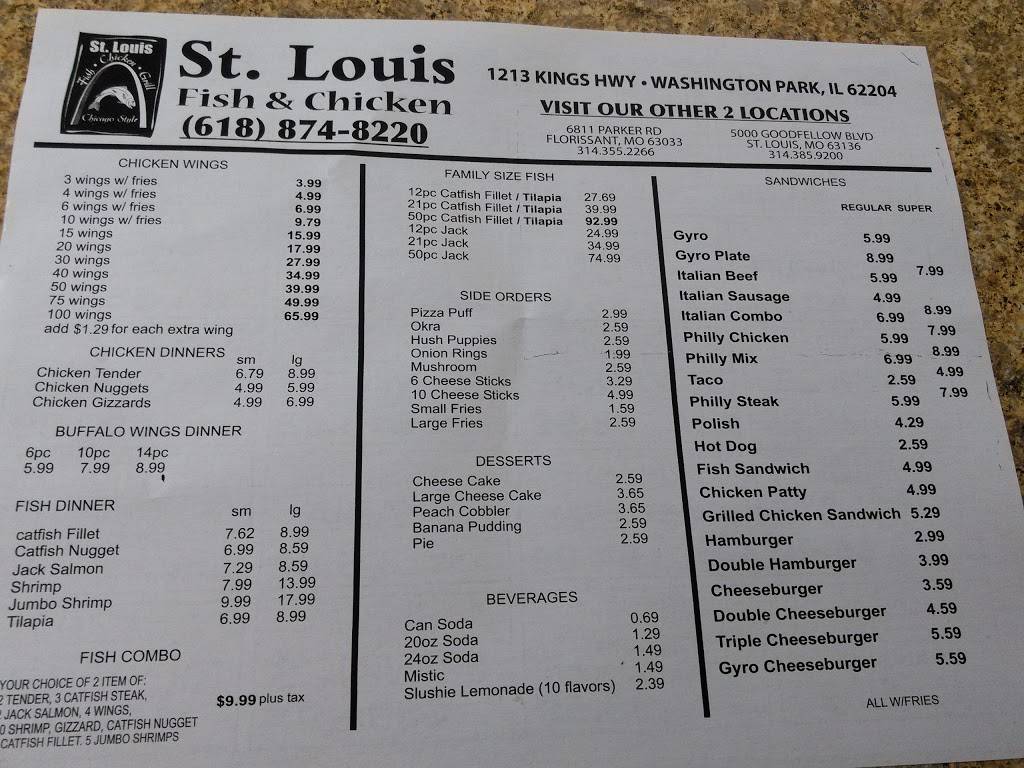 St Louis Fish & Chicken | restaurant | 1213 Kingshighway, Washington Park, IL 62204, USA | 6188748220 OR +1 618-874-8220
