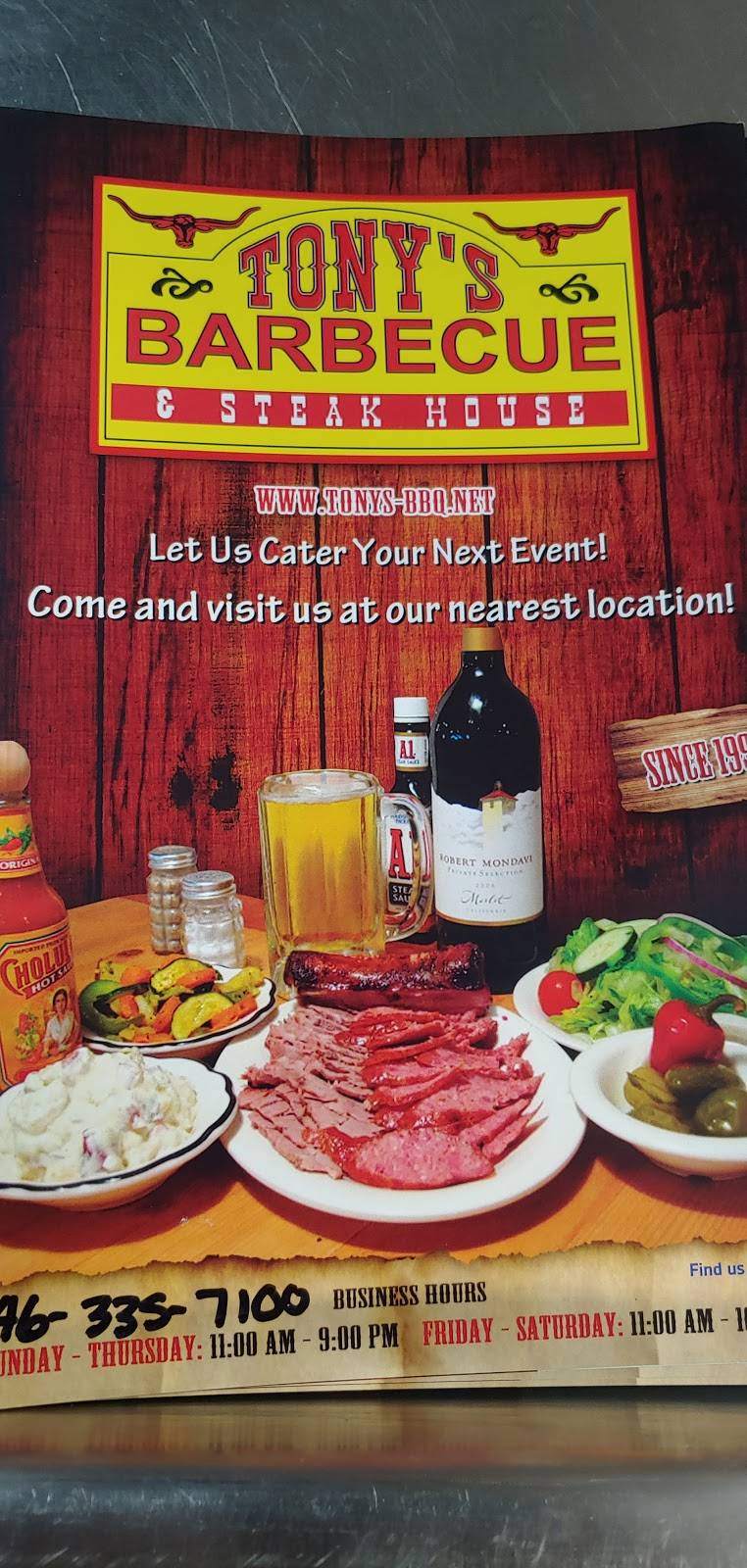 Tonys Barbeque & Steakhouse | restaurant | 102 McCarty St, Houston, TX 77029, USA | 3463357100 OR +1 346-335-7100