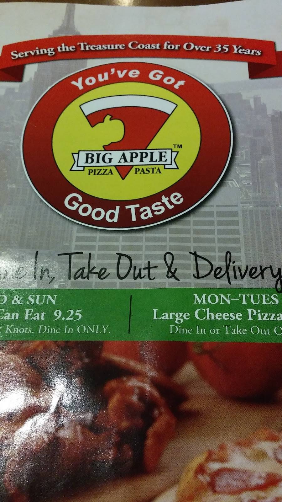 Big Apple Pizza & Pasta | restaurant | 872 St Lucie W Blvd, Port St. Lucie, FL 34988, USA | 7723441447 OR +1 772-344-1447