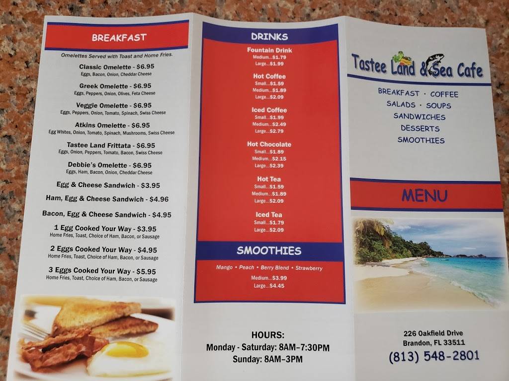 Tastee Land and Sea Cafe | cafe | 226 Oakfield Dr, Brandon, FL 33511, USA | 8135482801 OR +1 813-548-2801