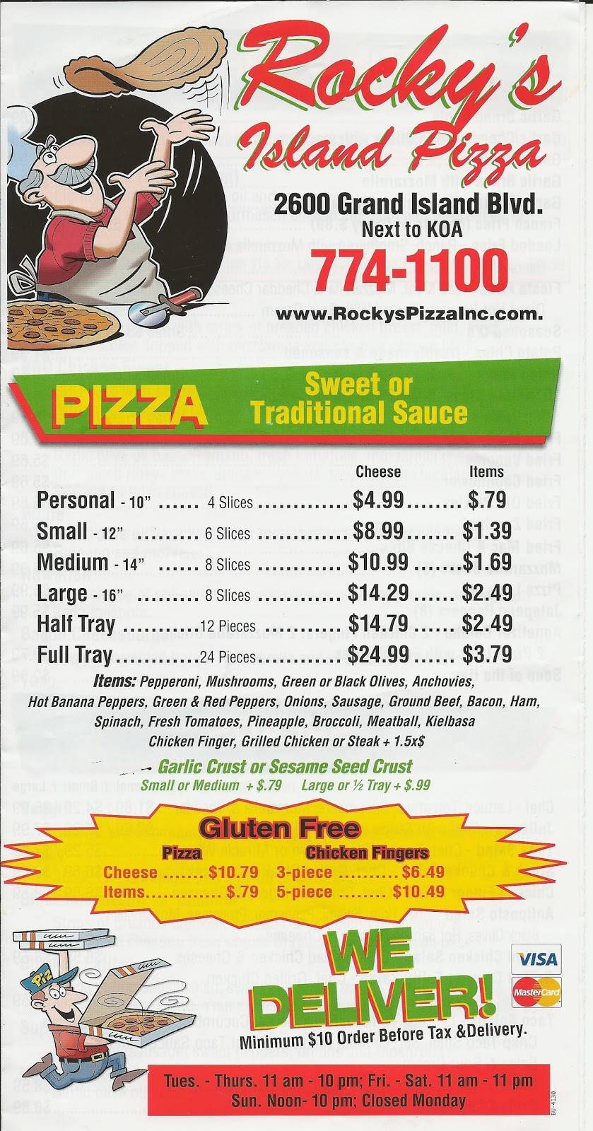 Rockys Island Pizza | restaurant | 2600 Grand Island Blvd #3148, Grand Island, NY 14072, USA | 7167741100 OR +1 716-774-1100