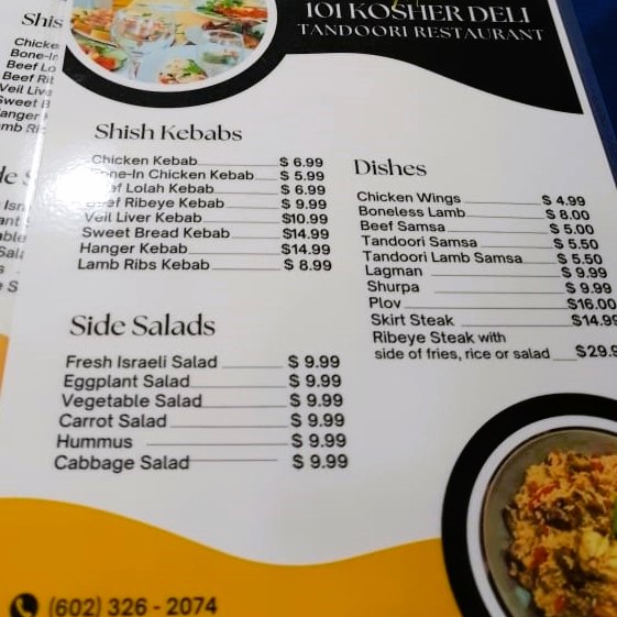 101 Kosher Deli Tandoori Restaurant | restaurant | 8357 N 7th St, Phoenix, AZ 85020, USA | 6023262074 OR +1 602-326-2074