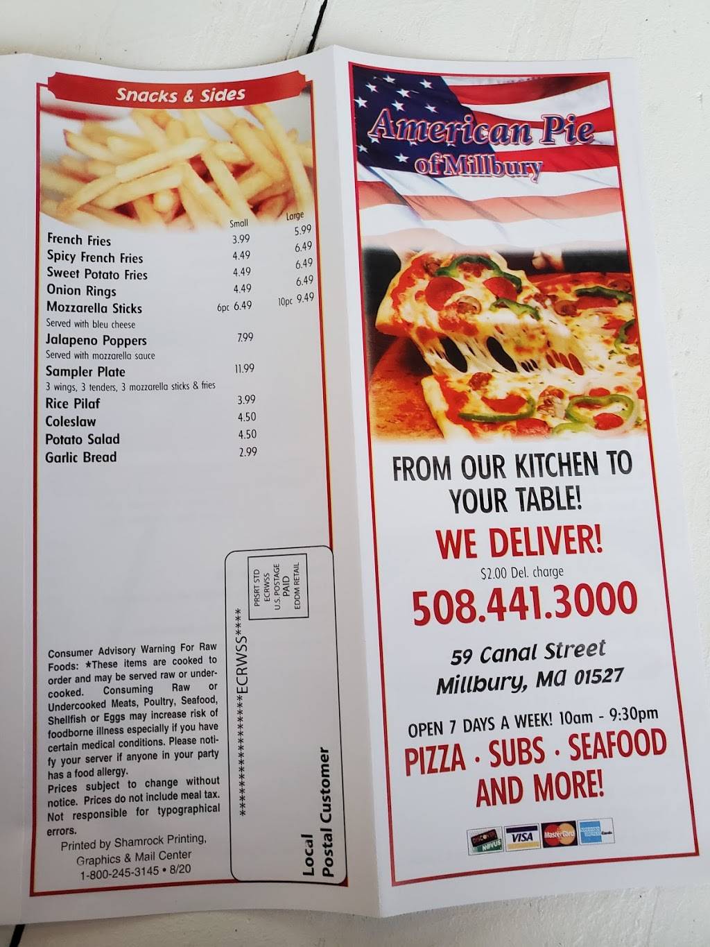 American Pie of Millbury | meal takeaway | 56 Canal St, Millbury, MA 01527, USA | 5084413000 OR +1 508-441-3000