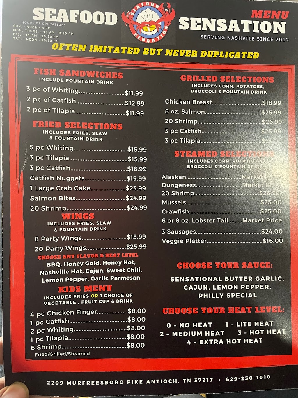 Seafood sensation | restaurant | 2209 Murfreesboro Pike, Nashville, TN 37217, USA | 8328702845 OR +1 832-870-2845